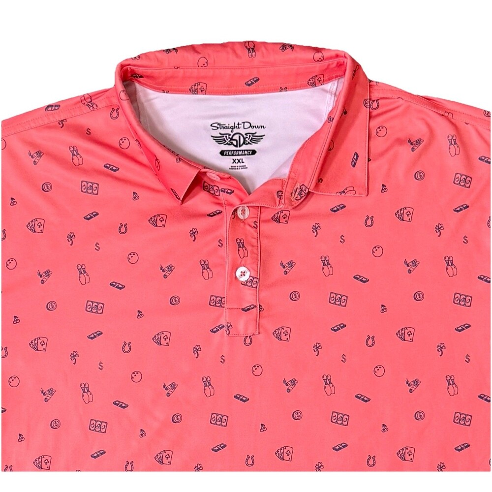 Straight‎ Down Men’s Night In Vegas Golf Polo Shirt Gambling AOP Size XXL